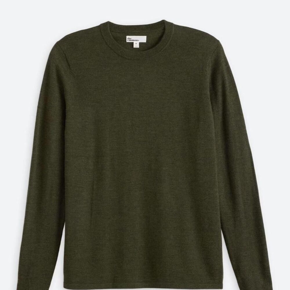 The Commons Brosnan Men’s 100% Merino Wool Crewneck in Olive Green, size XL